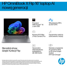 HP Laptop HP OmniBook X Flip 2-in-1 NG AI 16-ar0219nw - Ryzen AI 5 340 | 16''-2K-OLED-Touch | 16GB | 1TB | Win11Home | Meteor silver