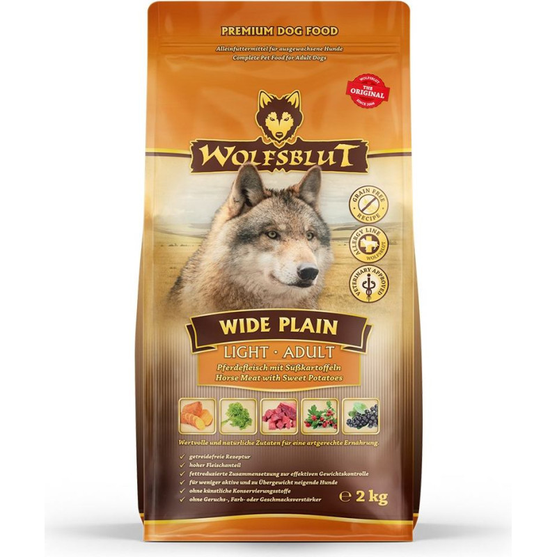 Wolfsblut Wide Plain Light Horse with sweet potatoes - dry dog food - 2kg