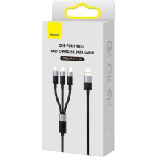 Baseus Universal Cable StarSpeed 3-in-1 Fast Charging Data Cable (USB to Micro + Lightning + Type-C) 3.5A 1.2m, Black (CAXS000001)