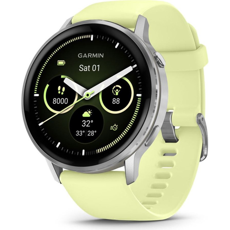 Garmin Venu 010-03014-02 smartwatch / sport watch 3.56 cm (1.4") AMOLED 45 mm Digital 454 x 454 pixels Touchscreen Silver Wi-Fi GPS (satellite)