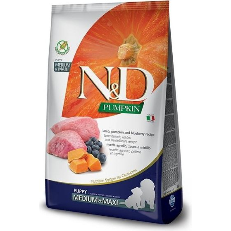 Farmina N&D GF PUMPKIN DOG LAMB&BLUEBERRY PUPPY MEDIUM/MAXI 12kg