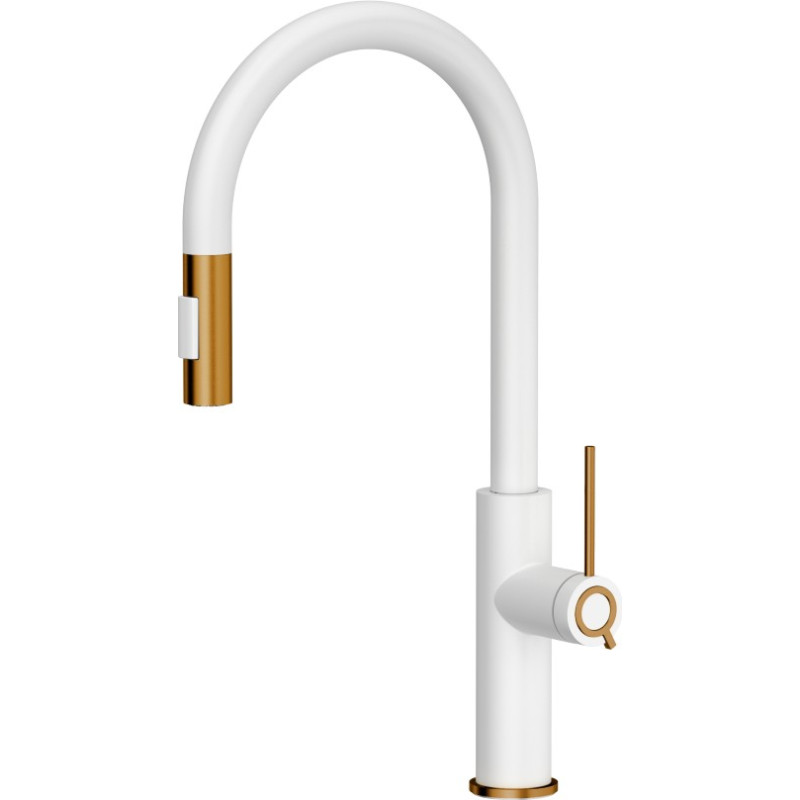 Quadron Кухонный смеситель с выдвижным шлангом JENNIFER Q LINE SLIM 3623510_WHMPVDC1, матовый белый.
