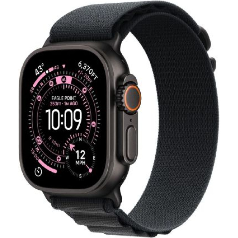 Apple смотреть ultra 3 (2025) gps + сотовый 5g 49mm черный титановый корпус с черным альпийским петлей большой eu mf0x4