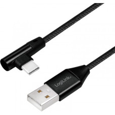Logilink USB2.0 cable USB-A male to USB-C 90 angled male