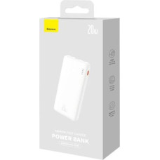 Baseus Power Bank Airpow, C+U, 20W, 10000 mAh, with Baseus Simple Series Type-C, 0.30m Cable, White EU (PPQD090002)