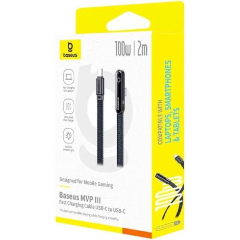 Baseus Type-C MVP 3 Elbow-shaped Fast Charging Data Cable 100W, 480Mbps, 1m, Black (P10382500121-00)