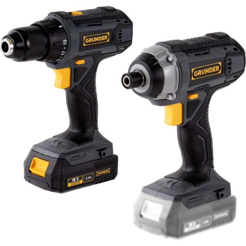 Grunder КОМПЛЕКТ ИНСТРУМЕНТОВ CDL1,218CWL1218E 18 В, 2 АЧ.