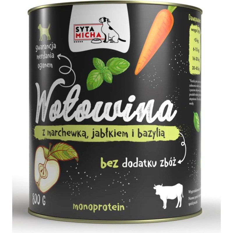 Syta Micha Beef with carrot, apple and basil - wet dog food - 800g