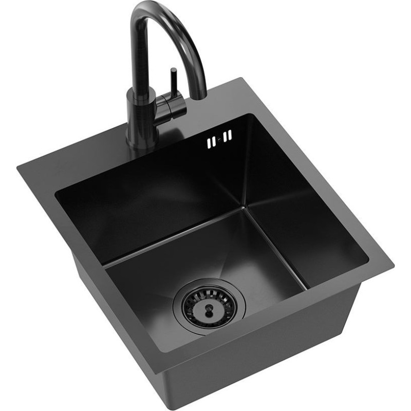 Quadron Plautuvės ir mai&scaron;ytuvo komplektas Quadron LUKE 90, ZH4045PVDBLM_3623500_PVDBLM, juodo metalo