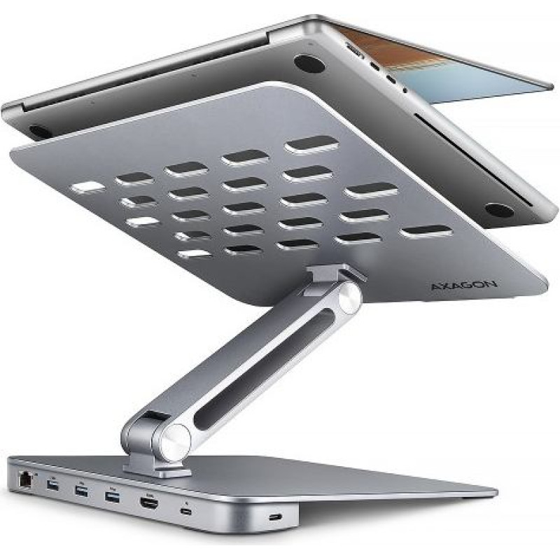 Axagon HMC-STND USB hub 6in1 ALU stand for laptop