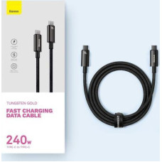 Baseus Type-C to Type-C Tungsten Gold Series Cable 480Mb/s, 240W, 3m, Black (CAWJ040201)