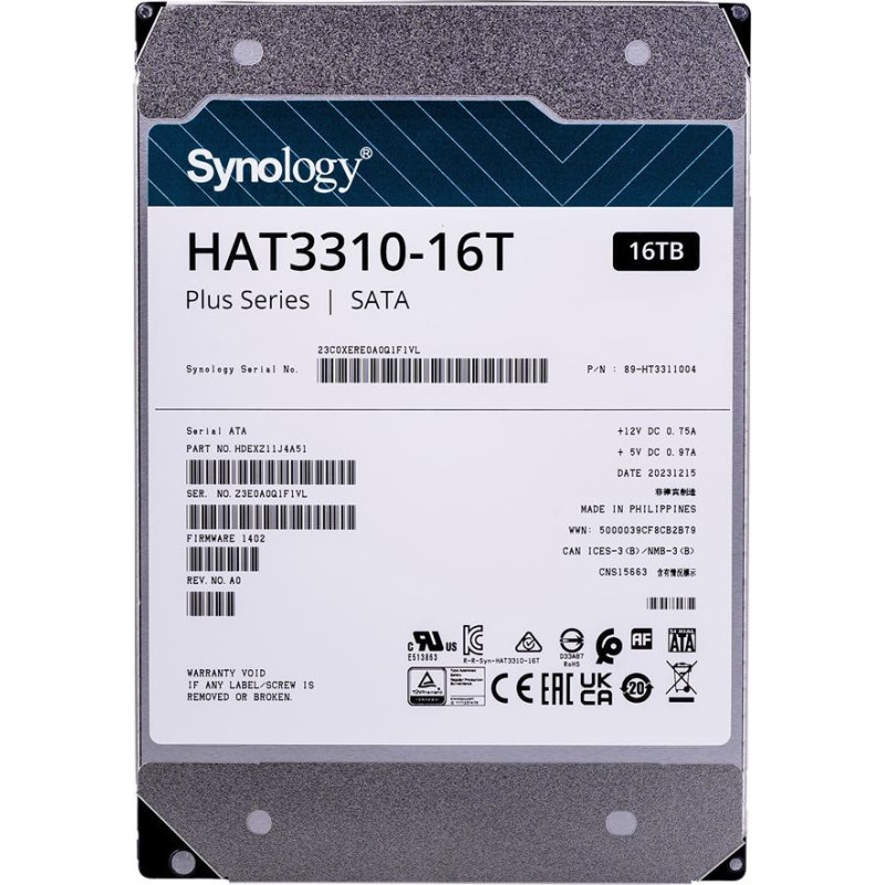 Synology HAT3310-16T internal hard drive 3.5" 16 TB Serial ATA