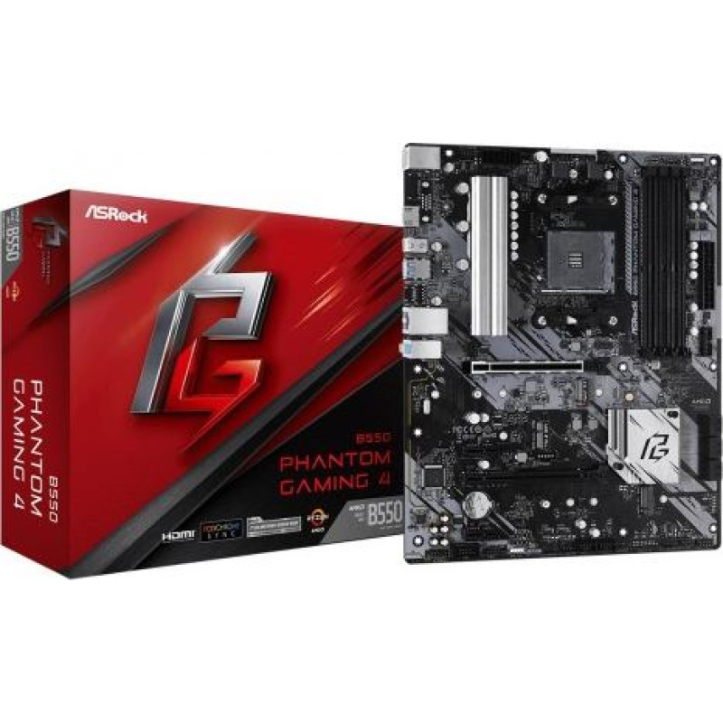 Asrock Motherboard B550 Phantom Gaming 4 AM4 4DDR4 HDMI M.2 ATX