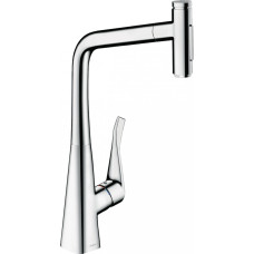 Hansgrohe Кухонный смеситель с выдвижным шлангом, Metris Select M 73820000.
