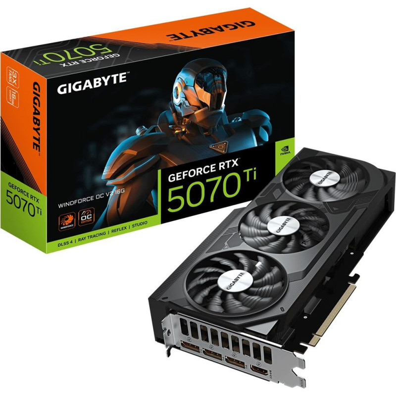 Gigabyte Karta graficzna Gigabyte GeForce RTX 5070 Ti Windforce OC V2 16GB GDDR7 DLSS4 (GV-N507TWF3OCV2-16GD)