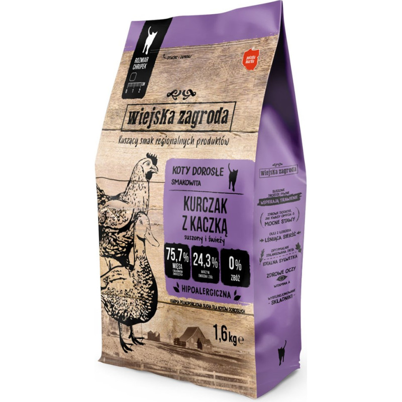 Wiejska Zagroda Chicken with duck - dry cat food - 1,6kg