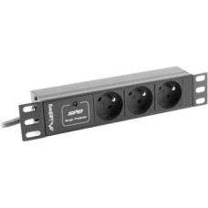 Lanberg Surge protector Rack PDU 10 inch 1U 3x 230V PL 2m 10A black C14