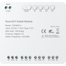 Avatto 4-channel ZigBee switch module with voltage-free DC 32V contact Avatto ZWSMMD-4-32V