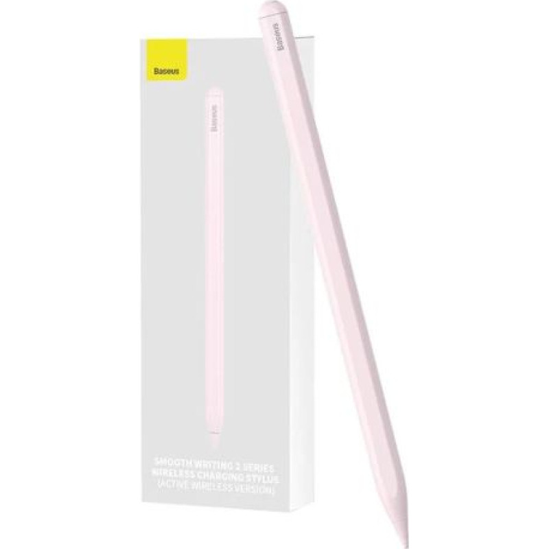 Baseus Tablet Tool Active Stylus Pen Smooth Wtiting 2 Wireless Charging with LED Indicator + Active Replaceable Tip for iPad, Pink (SXBC060104)