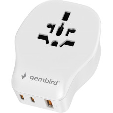 Gembird TPA-1A2C20-02-W Universal travel power adapter, 20 W, white