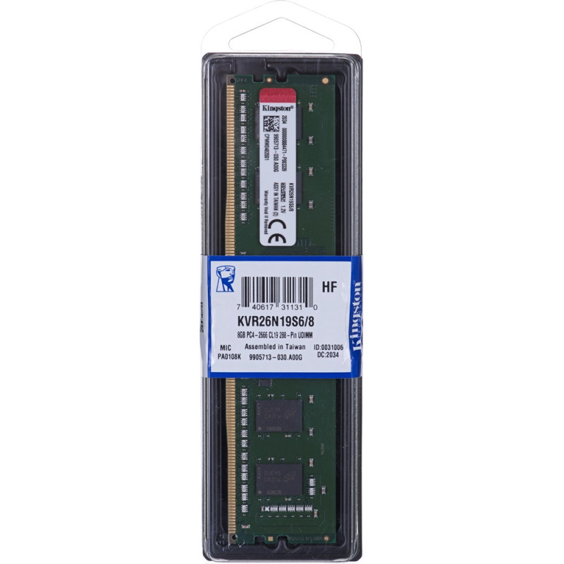 Kingston Technology ValueRAM KVR26N19S6/8 memory module 8 GB 1 x 8 GB DDR4 2666 MHz