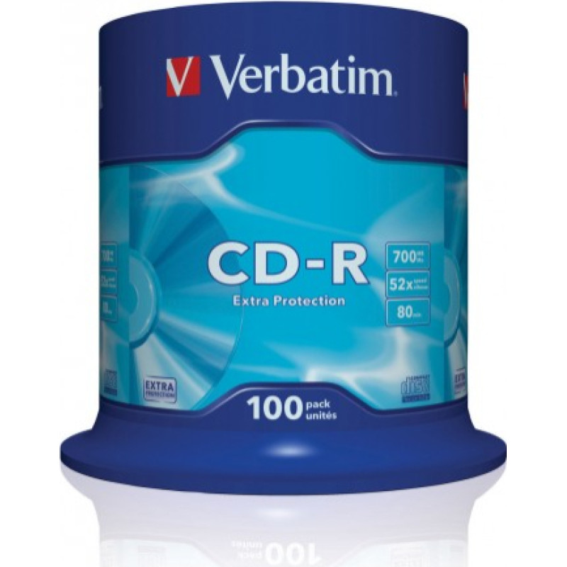 Verbatim CD-R 52x 700MB 100P CB DL Ex Prot 43411