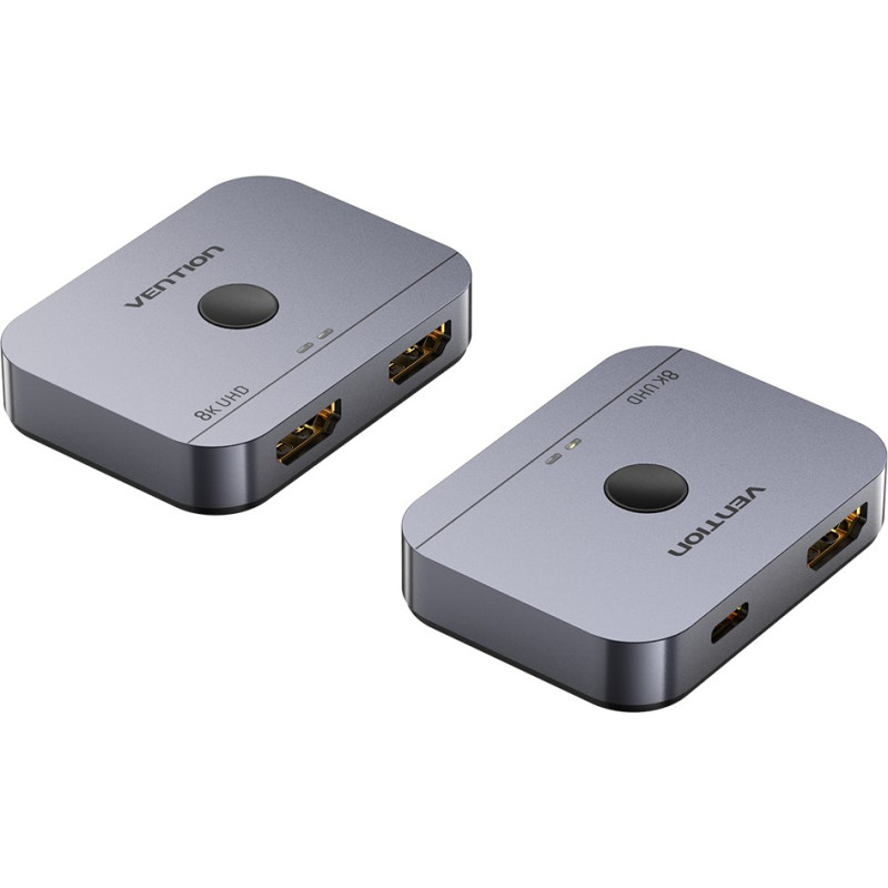 Vention 2-Port Bi-Directional 8K HDMI Switcher Gray Aluminium Alloy Type