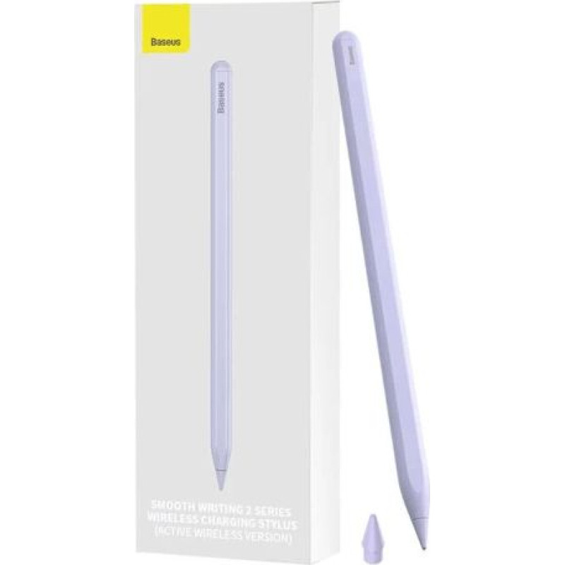 Baseus Tablet Tool Active Stylus Pen Smooth Wtiting 2 Wireless Charging with LED Indicator + Active Replaceable Tip for iPad, Purple (SXBC060105)
