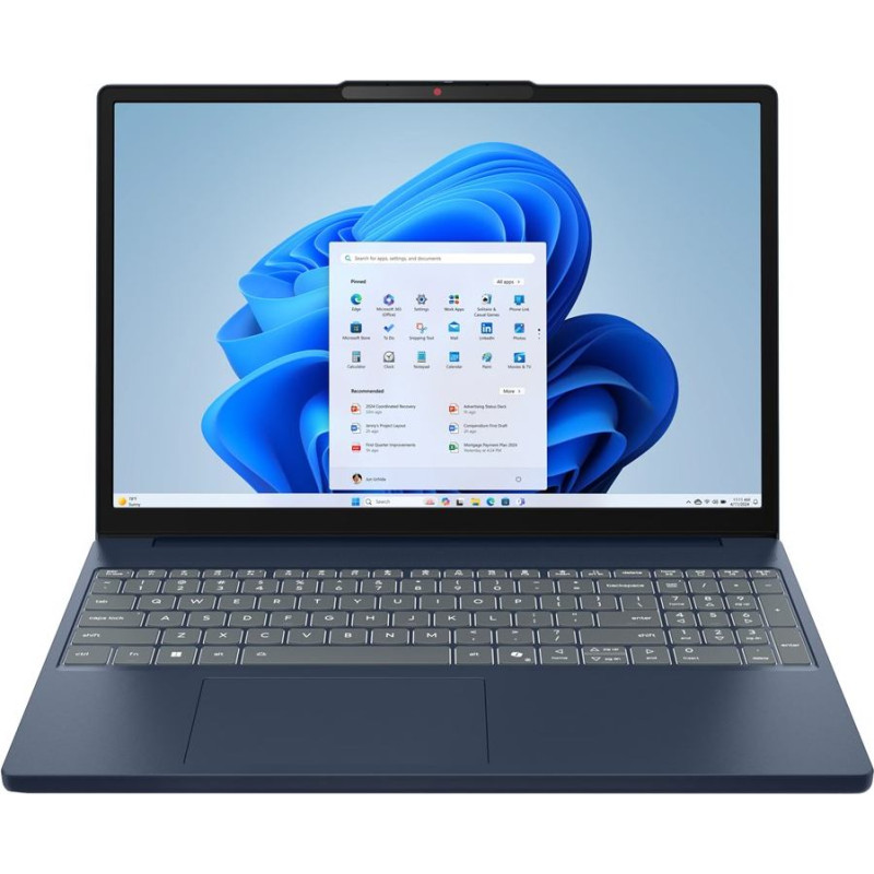 Lenovo IdeaPad Slim 3 15ARP10 AMD Ryzen&trade; 5 7535HS Laptop 38.9 cm (15.3") WUXGA 16 GB DDR5-SDRAM 512 GB SSD Wi-Fi 6 (802.11ax) Windows 11 Home Blue
