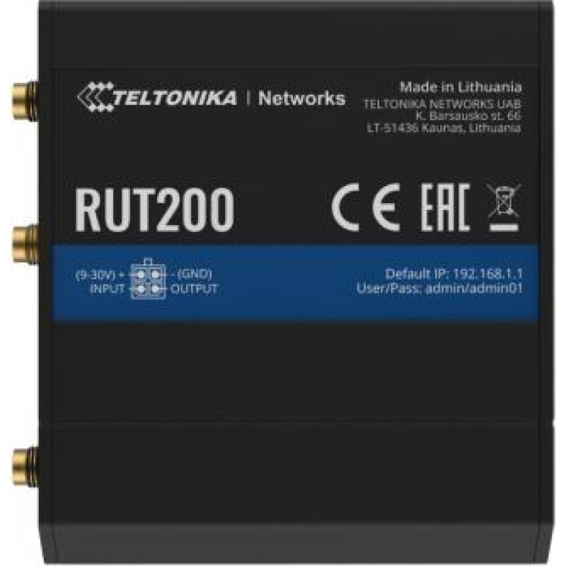 Teltonika Router 4G/LTE RUT200 (Cat 4), 3G, 2G, WIFI