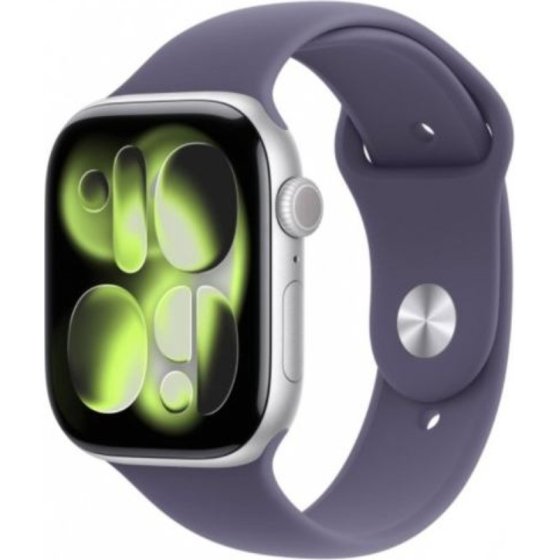 Apple Watch Series 11&nbsp;GPS+Cellular&nbsp;46mm&nbsp;Silver Aluminium Case with Purple Fog Sport Band - S/M