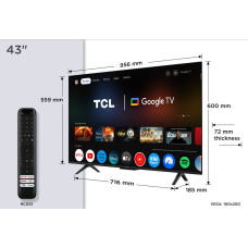 TCL Telewizor TCL 43P7K QLED 43'' 4K Ultra HD Google TV