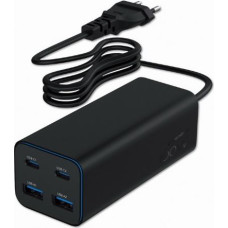 Gembird Universal charger 100W GaN 2xUSB-A 2xUSB-C fast charger black