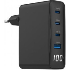Gembird Universal charger 100W GaN 1xUSB-A 3xUSB-C fast charger LCD black