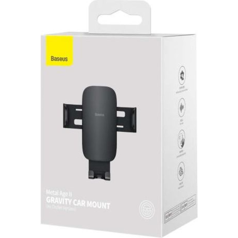 Baseus Car Mount Metal Age II Gravity on the vertical and horizontal ventilation grill Black (SUJS000001)