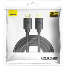 Baseus Video Cable High Definition Series HDMI To HDMI 2.1, 8K 60 Hz, 4K 120 Hz, 2K 144 Hz, 3D eARC, QMS, Dynamic HDR, VRR, ALLM, 3m. Black (CAKGQ-L01)