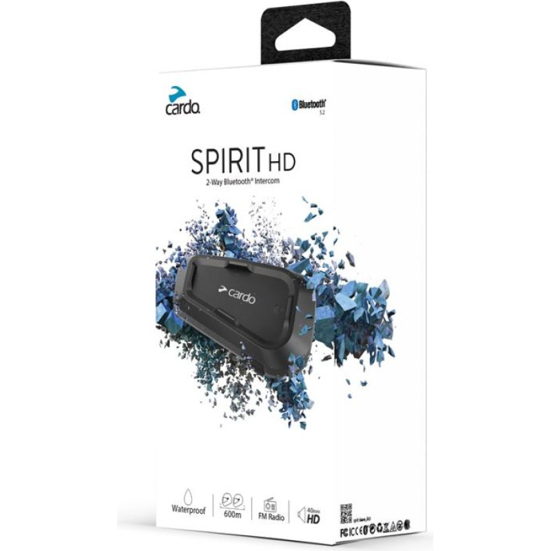 Cardo Spirit HD motorcycle intercom 2 channels 600 m Black