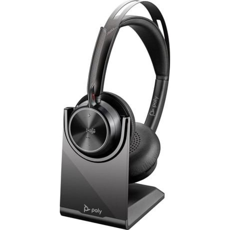 Poly Voyager Focus 2 Microsoft Teams Certified USB-C-C Headset +USB-C/A Adapter +Charging Stand 9T9J6AA
