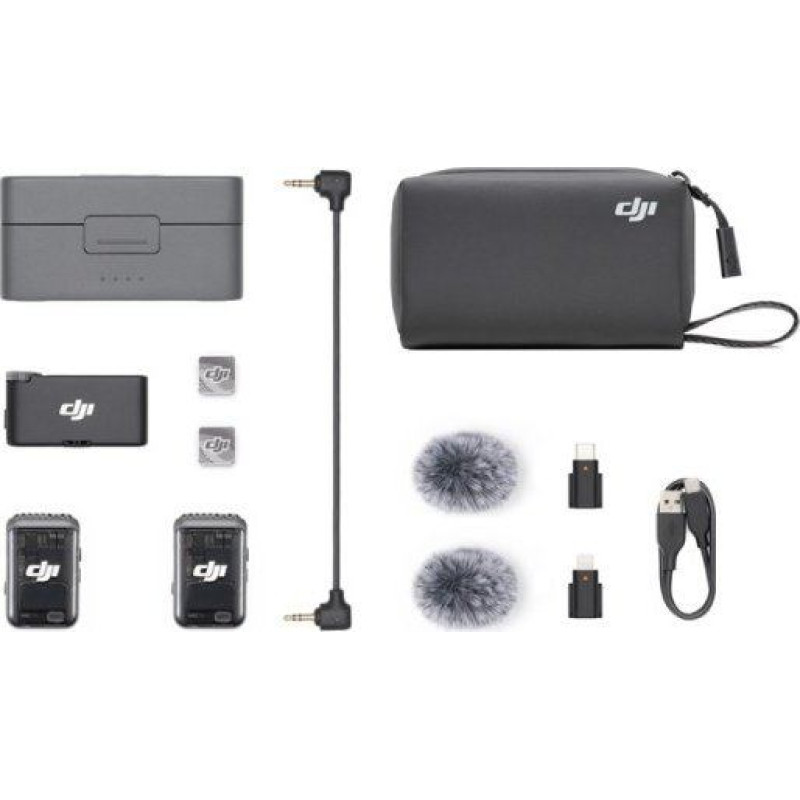 DJI System mikrofon&oacute;w Mic 2 2TX + 1RX bezprzewodowych + etui ładujące 3250 mAh