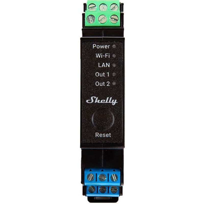 Shelly Pro 2PM DIN Rail 2-channel Relay, WiFi/LAN (Power measurement)