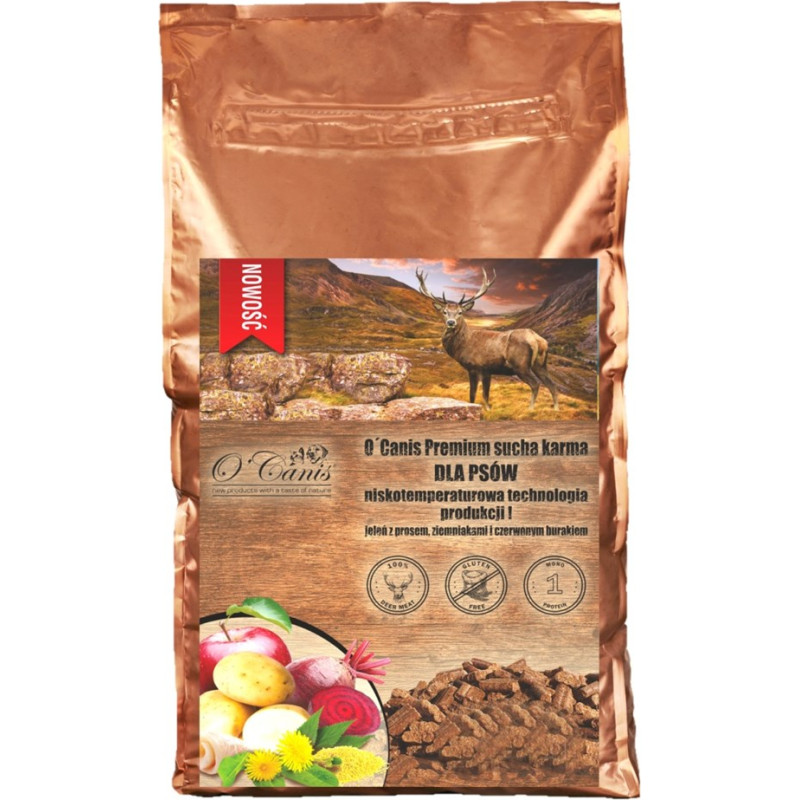 O'canis Deer with millet, potatoes, and red beet - dry dog food - 6kg