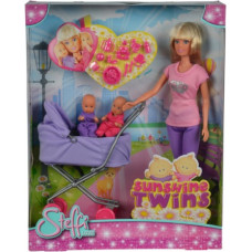 Simba STEFFI Lalka z głębokim wózkiem, fiolet.