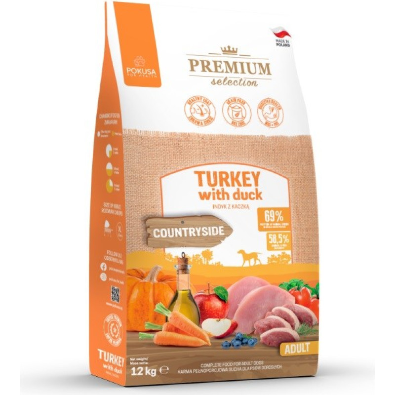 Pokusa Premium Selection Adult Turkey with duck - dry dog food - 12kg