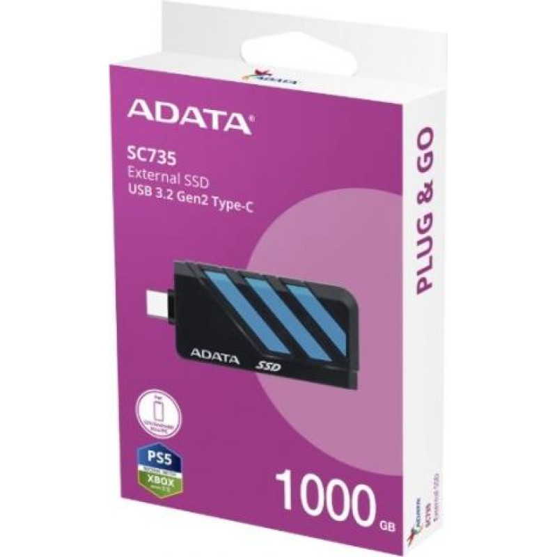 Adata SSD Disk External SC735 1TB U3.2C 1000/1000MB/s Blue