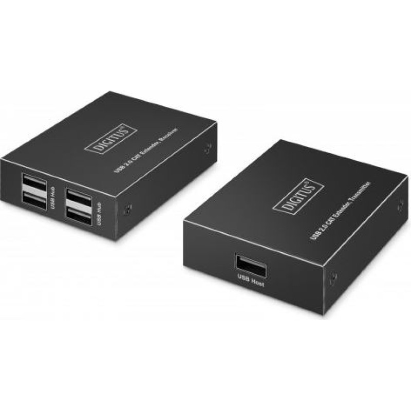 Digitus Category 6 UTP USB 2.0 Extender up to 150m, 4&times; USB-A up to 480 Mbps, 1&times; RJ45 (Gigabit Ethernet) - Kit (Receiver/Transmitter)