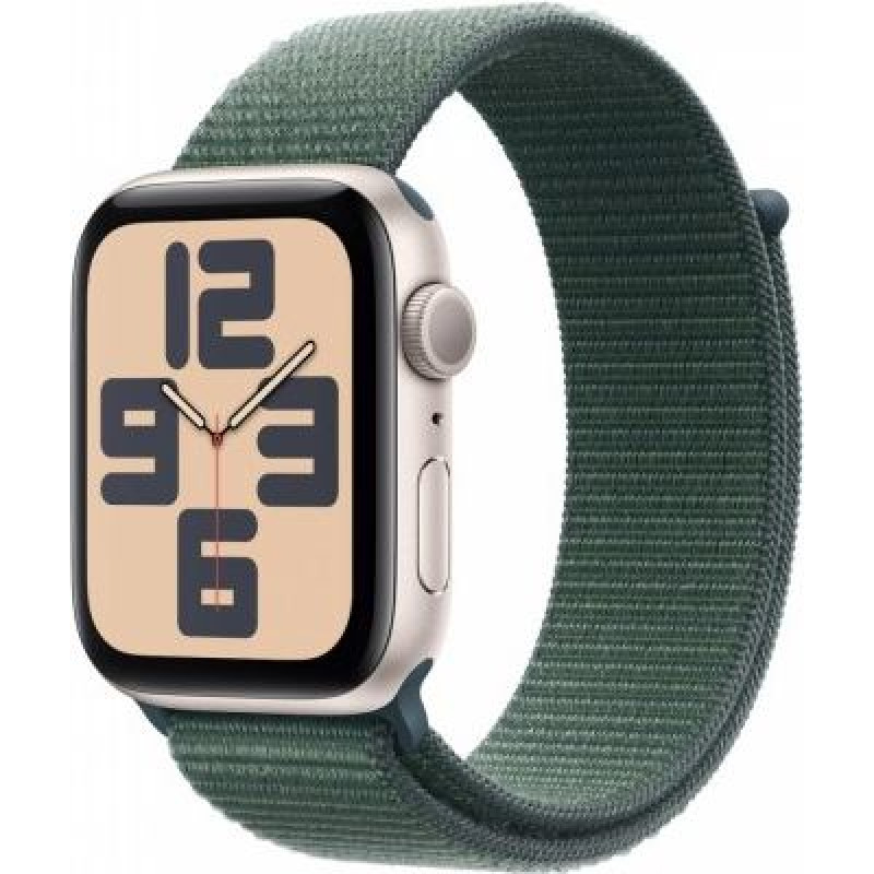 Apple Watch SE GPS 44 mm Starlight Aluminium Case with Lake Green Sport Loop