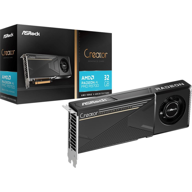 Asrock Karta graficzna ASRock Radeon AI PRO R9700 Creator 32GB GDDR6 (R9700 CT 32G)