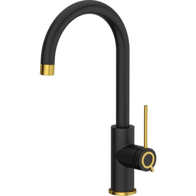 Quadron Кухонный смеситель JODIE Q LINE SLIM 3623511_BLMPVDG1, матовый черный/золотой.