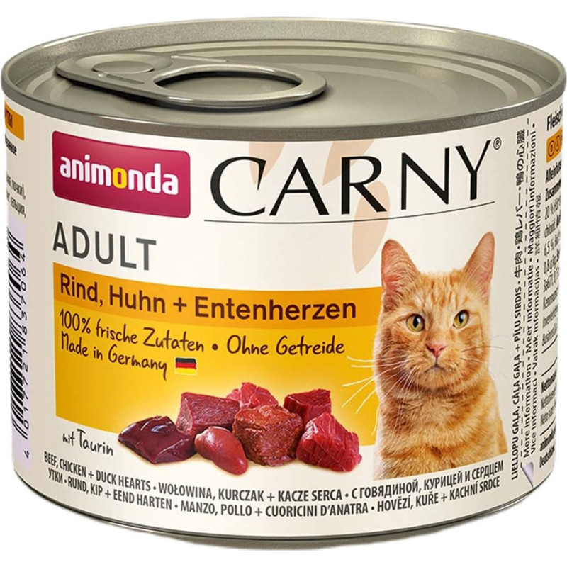 Animonda Carny Adult Beef, chicken and duck hearts - wet cat food - 200g