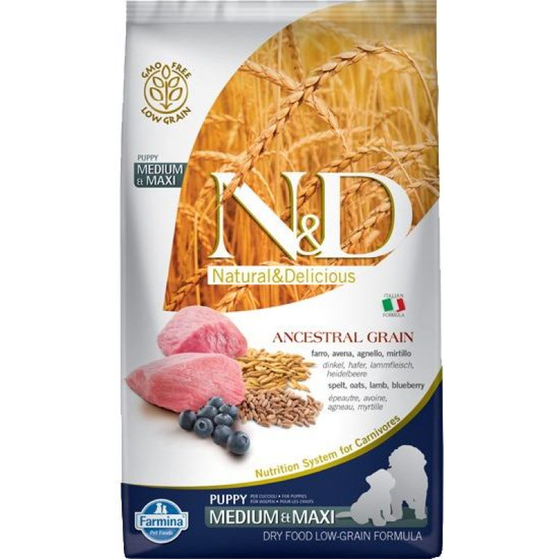 Farmina N&D Ancestral Grain Puppy Medium&Maxi Lamb - dry dog food - 12 kg